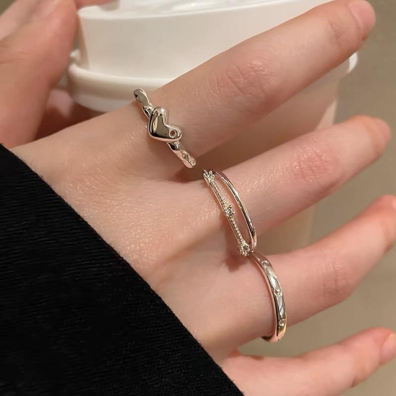 Nhẫn Mở Đôi Zircon, Thời Trang Phong Cách Hàn Quốc Của Tình Yêu, Dành Cho Phụ Nữ Và Học Sinh, Thiết Kế Tinh Tế Thích Hợp Làm Quà Tặng Sinh Nhật, Ins Exquisite 2