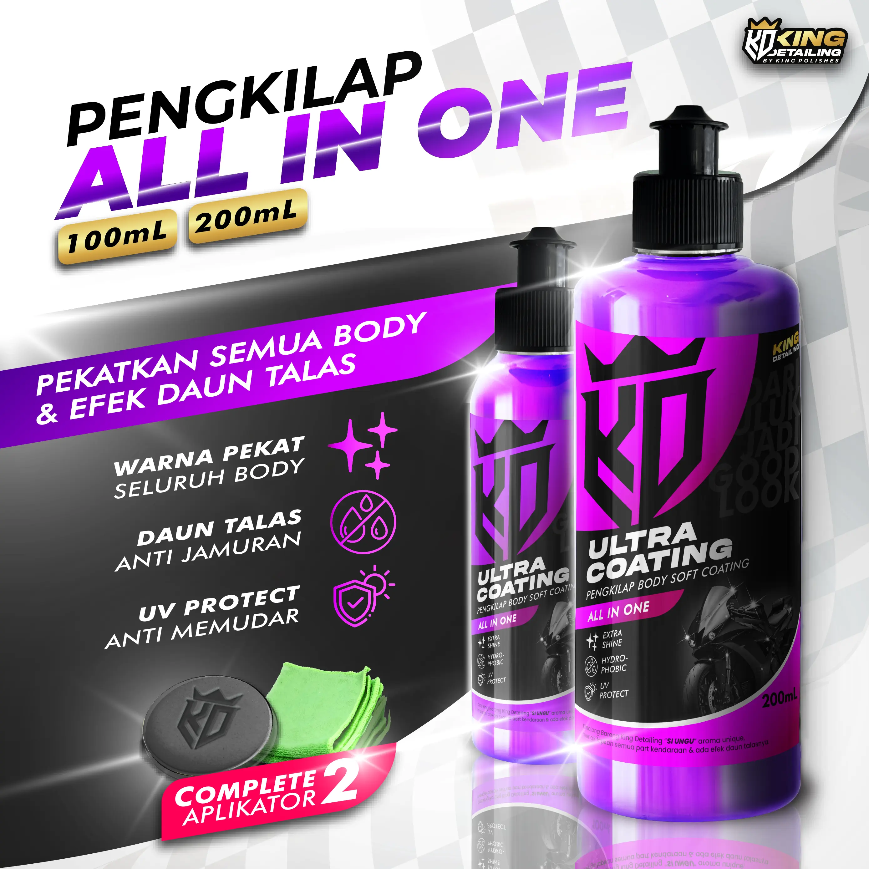 Coating Mobil Ekonomis - KING POLISHES Ultra Coating Pengkilap Mobil Motor Semi Coating Daun Talas Baret Car Paint Protect Kendaraan pengkilap  body mo  shine pengkilap  body