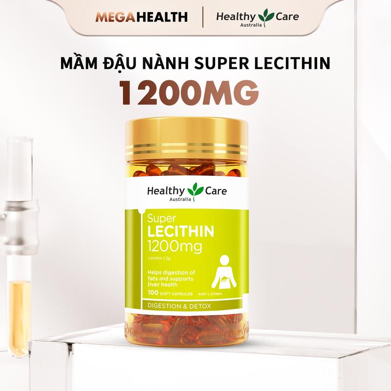 Mầm Đậu Nành Úc Healthy Care Super Lecithin 1200mg 100 Viên Hỗ Trợ Sức Khỏe, Giải Độc Gan, Cải Thiện Làn Da Phụ Nữ