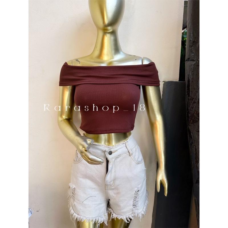 Crop top sabrina moika rib polos  Atasan Wanita 1