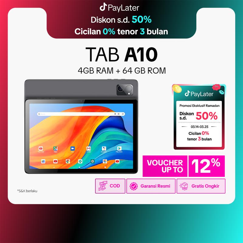 ADVAN TAB A10 Wifi 4GB/64GB 10.1” inch Octa Core IPS Screen Tablet Android 14 5000mAh 1