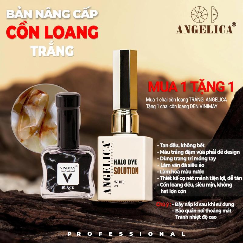 Cồn loang nails ANGELICA lẻ màu trắng đen vẽ nail trang trí móng ANGELICA Làm Nail
