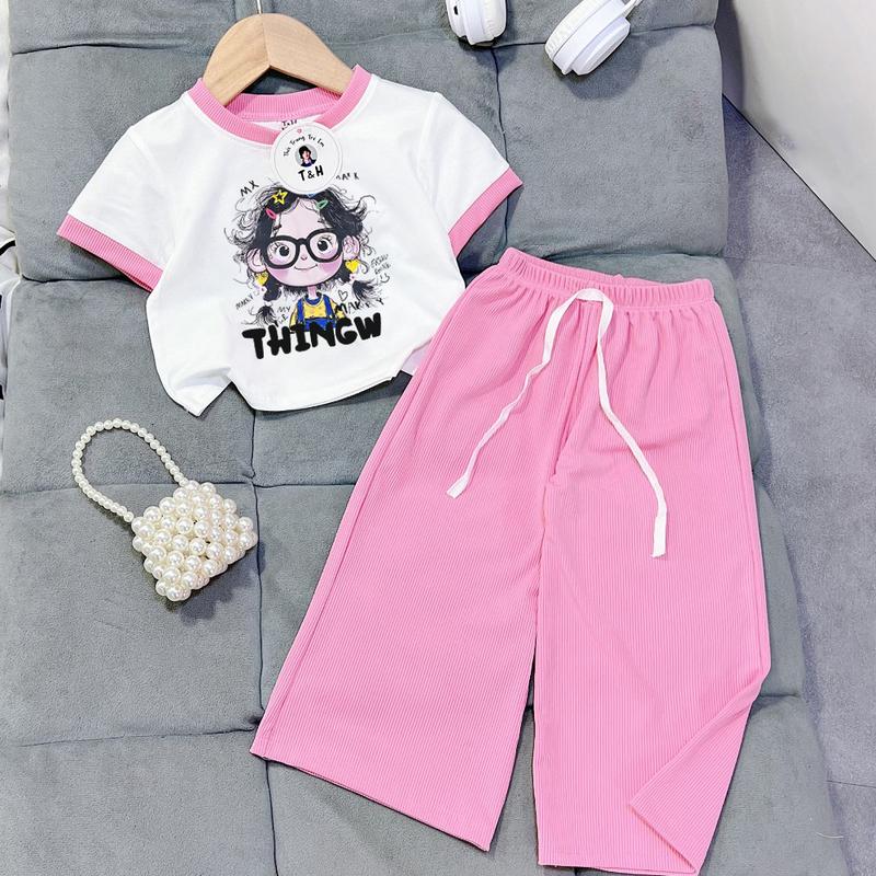 8-40kg Đồ bộ bé gái Sam kids quần ống rộng thun gân lụa áo thun cotton baby three cho bé mát mẻ mùa hè , quần áo bé gái dễ thương, quần áo trẻ em hót