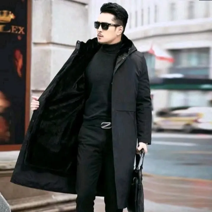 Jaket Jubah Bulu Tebal Musim Dingin Pria Wanita Casual Hitam