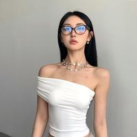 Gambar 【NEW】Women T-Shirt Off Shoulder Crop Plain 1815 (S/M/L) - Black, S dari 99koutlet Kab. Tangerang 5 Tokopedia