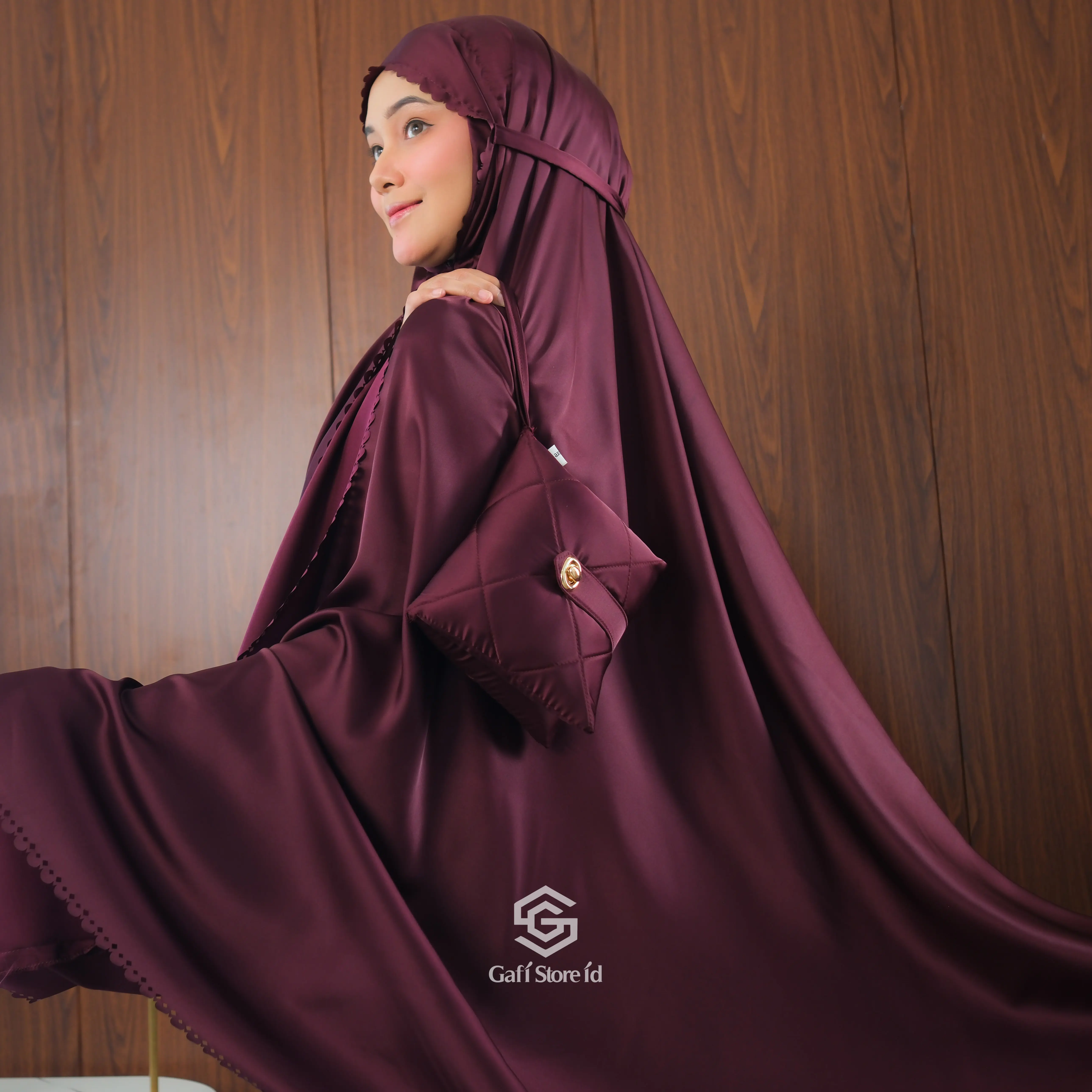 Mukena Traveling 2in1 Dewasa Silk Premium Sameeha Series By Gafi Store ID