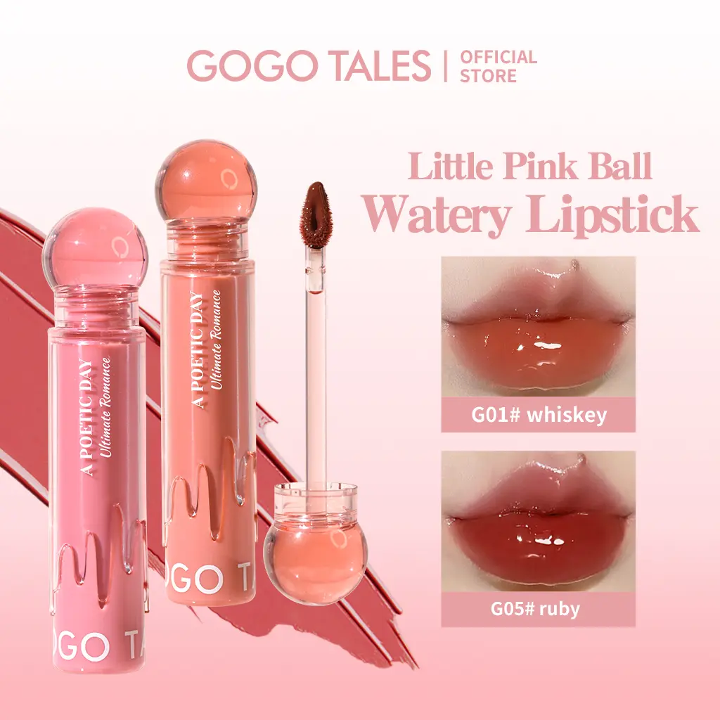 [BPOM]GOGO TALES Small Pink Ball Moisturizing Lip Gloss Lipstick Transferproof Ombre Pewarna Lipstik Tahan Lama Liptint Mirror Liquid Lip Glaze Lipcream Bibir Girls Make Up GT592