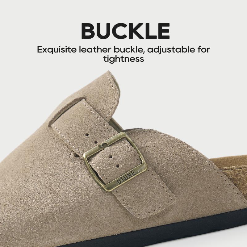 UTUNE Retro Lazy Suede Half Slippers Women's New Thick Bottom Belt Buckle Adjustable Shoes 3