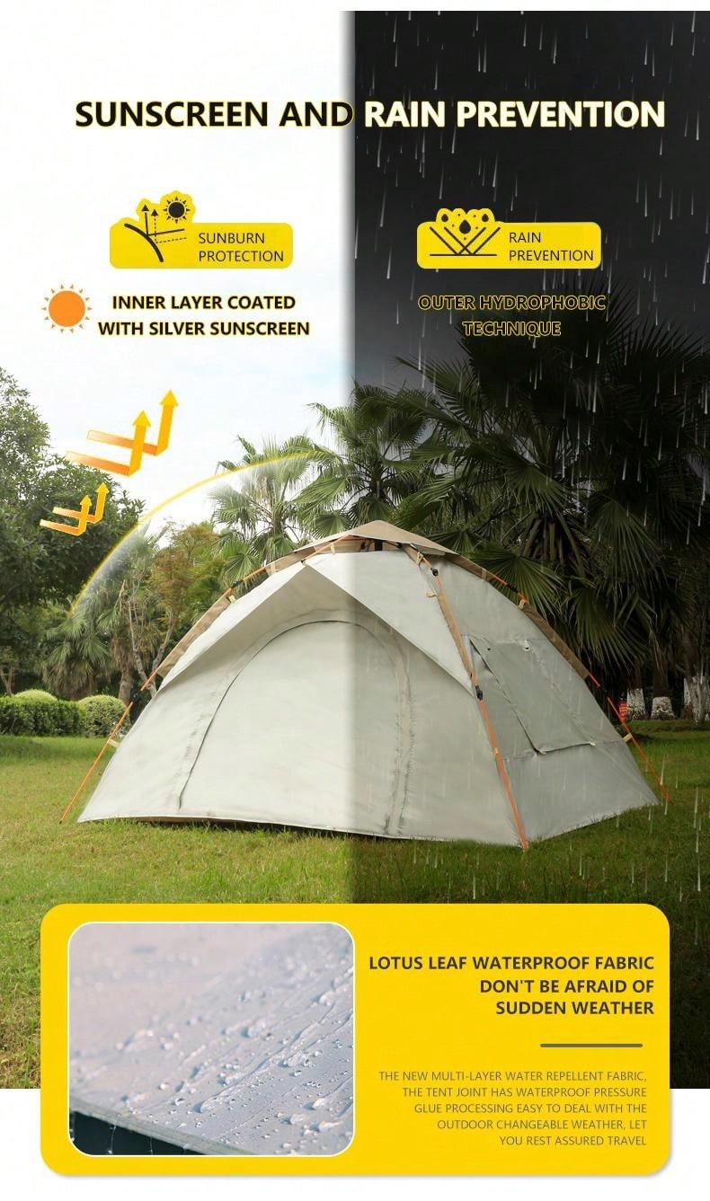 Product Introduction of One Piece Double Door Double Window Version Tent Outdoor Camping Portable Folding Big Tent Camping Equipment Tent Large Rain and Moisture Resistant Tent Equipped with Moisture Pad 9
