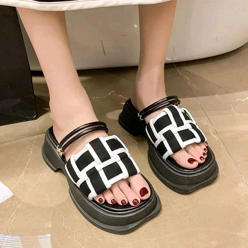 Sandal Wedges Wanita Korea Selop Tali Anyam  Shoes Cewek 3