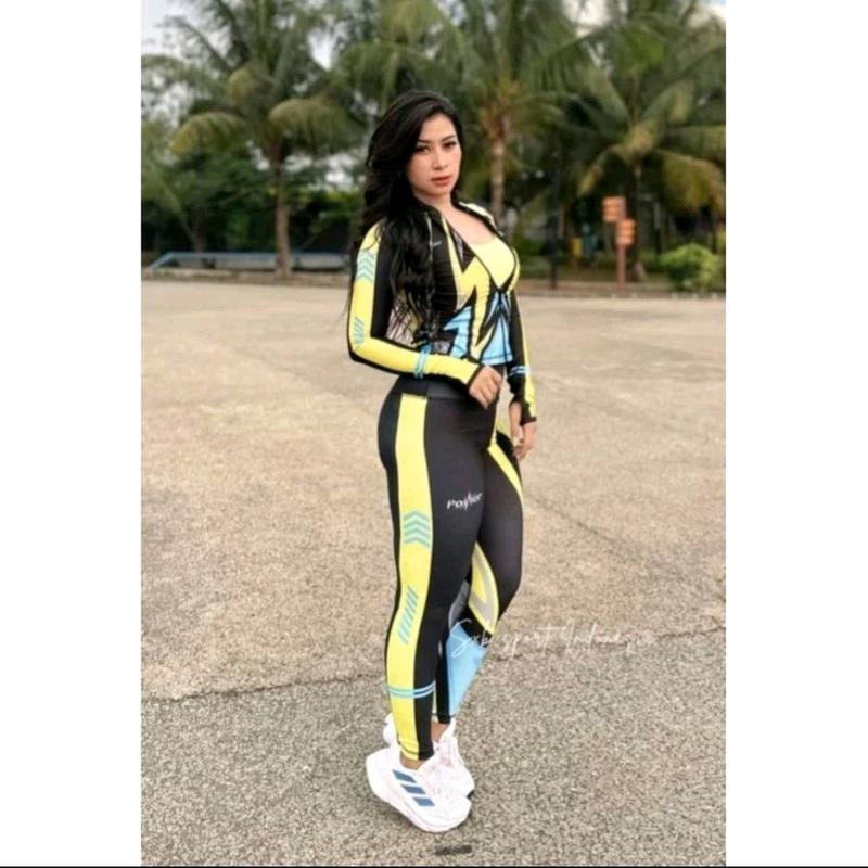Jaket ketat crop Sxb Sport Jaket dan legging olahraga Senam/Aerobic/zumba/Gym/Fitness Cepat Kering Berpori Nyaman Futsal 5