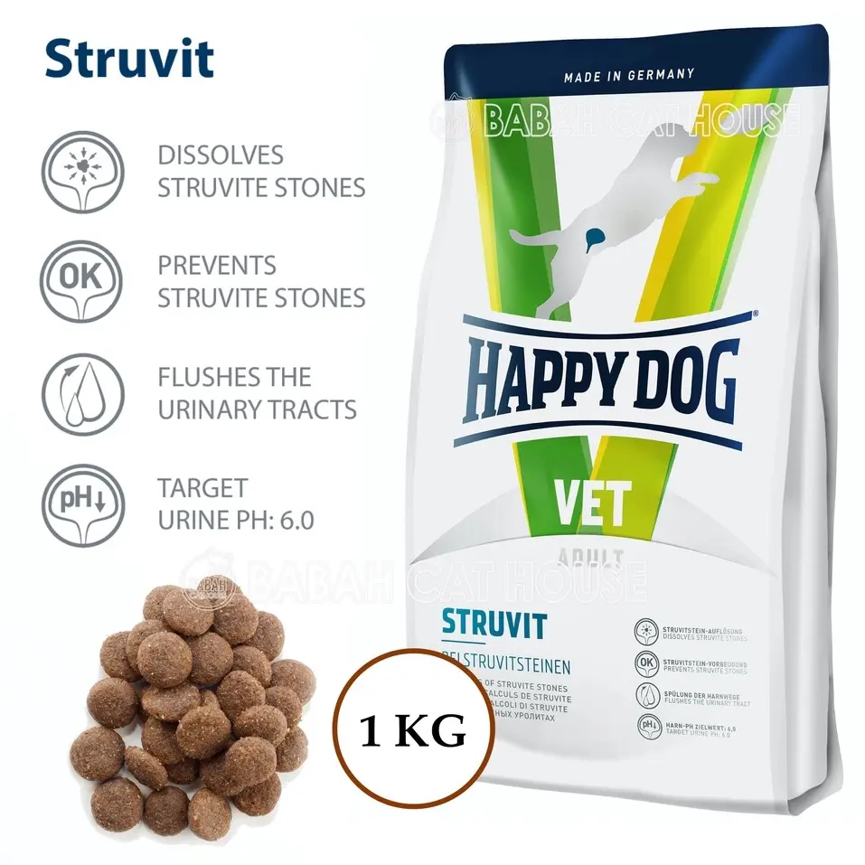 happy dog vet diet struvit repack 1kg makanan khusus dog gangguan urinary