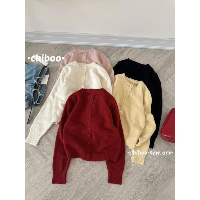  Hàng QC L1 Áo cardigan len lông thỏ mịn dày dặn trơn KHUY BỌC dài tay nhiều màu phong cách Hàn Quốc-Dành Cho Nữ