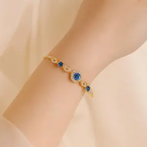 Xuping88 Gelang Rantai serut Blue Sapphire Mata Viana Bronze imitasi GM8