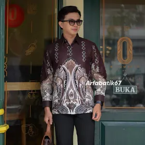 MAHOGANY GUNUNGAN Kemeja batik pria lengan panjang katun prima premium lapis furing hero ready seragaman by arfabatik67 Atasan Baju Batik