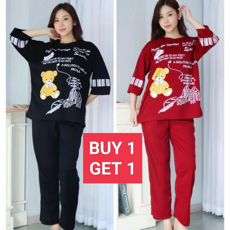 BUY 1 GET 1 !!! Setelan Wanita Jumbo PP Bear Text 0