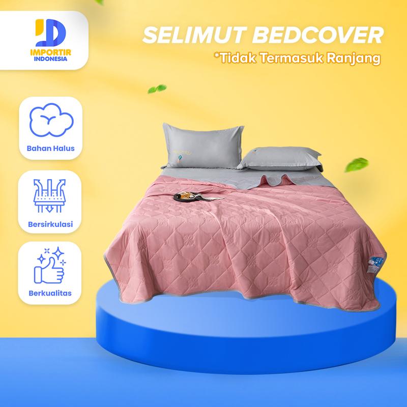 IMPORTIR - Bedcover Katun Linen Lembut dan Halus Ukuran 160x200cm 1