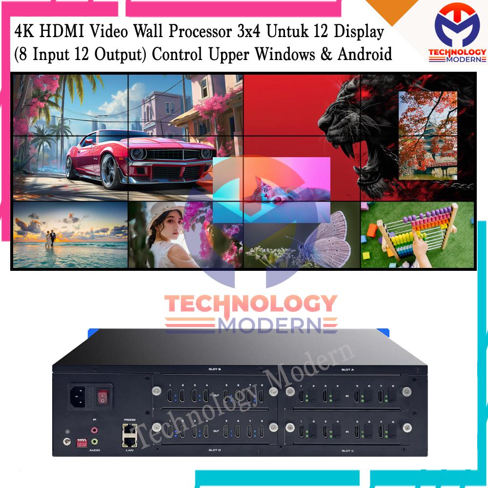 4K HDMI Seamless Modular Video Wall Processor/Controller 4x3 3x4 (8 Input 12 Output) Support Custom Layout Control Upper Computer & Android System