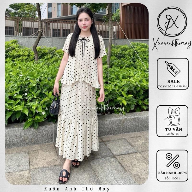 Set áo + chân váy chấm bi