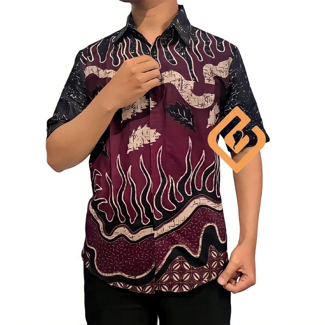 HEM BATIK MOTIF IGUANA BURGUNDI