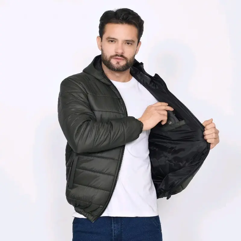 Jaket Gelembung Hitam Lembut Tebal Pria Puffer Parasut Outdoor Gunung Musim Dingin Keren Panjang Casual Nyaman Cowok 0