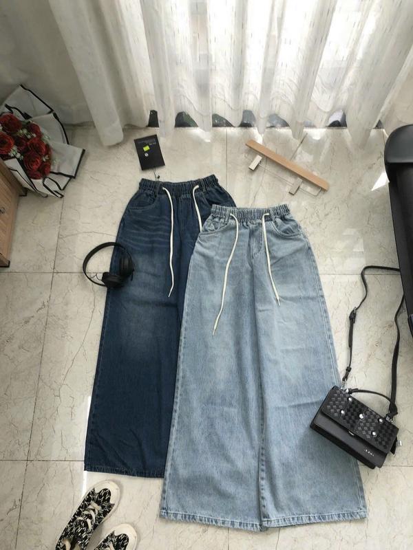 3 SIZE 45-60KG TÙY CHIỀU CAO] QUẦN JEAN CC0123 ỐNG SUÔNG CÓ DÂY RÚT THẬT QUẦN DÀI 98CM ỐN RỘNG 28CM HOT TREND NỮ 2