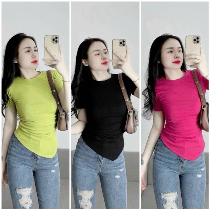 Áo thun bigsize đính nơ tay loe chất tăm lạnh siu xinh. full-size :40-90kg Nữ Women Top