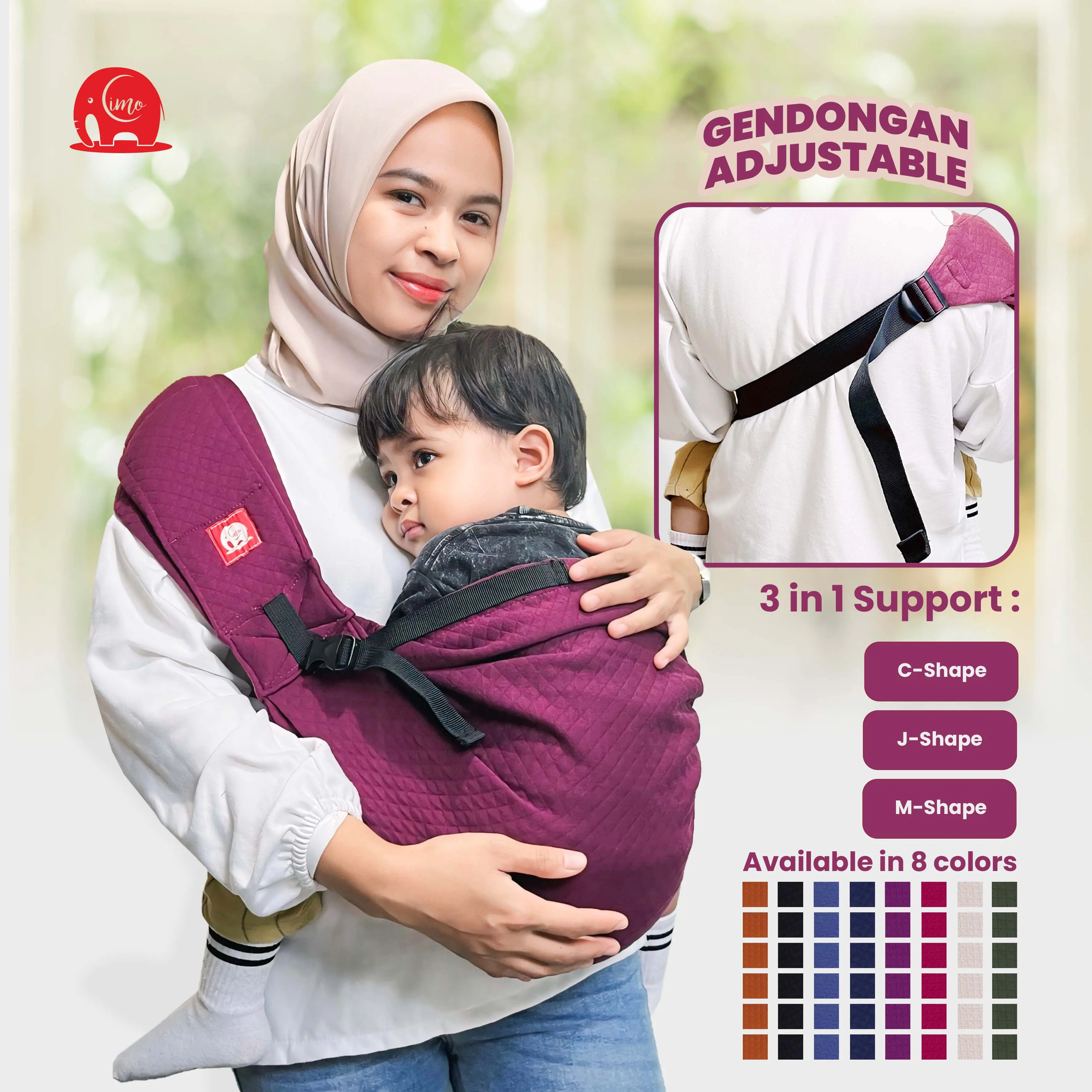 Geos Gendongan Bayi Cimo Baby Original Adjustable GTS Perlengkapan Bayi Newborn - 2 tahun