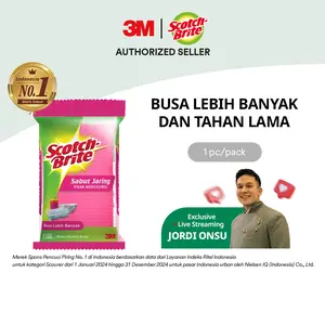 [Exclusive Jordi Onsu] 3M Scotch-Brite Sabut Jaring Anti Gores, Efektif membersihkan alat makan plastik, 1 pcs, Untuk membersihkan bahan plastik