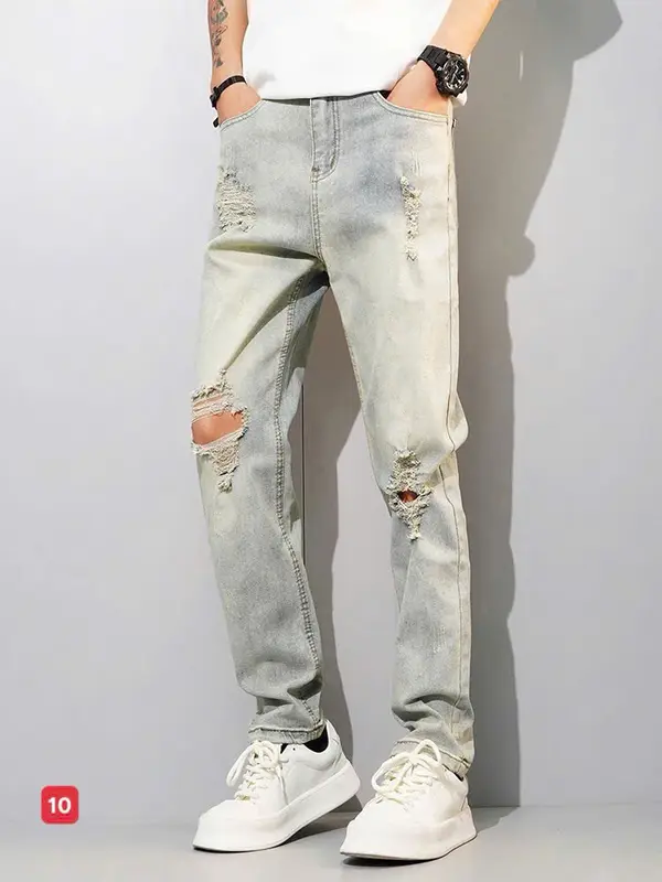Quần jean nam dài đen rách vải sơn cao cấp -Chất denim co giãn Ôm gọn chân- Ms 97 Menswear Pants Có Túi 4
