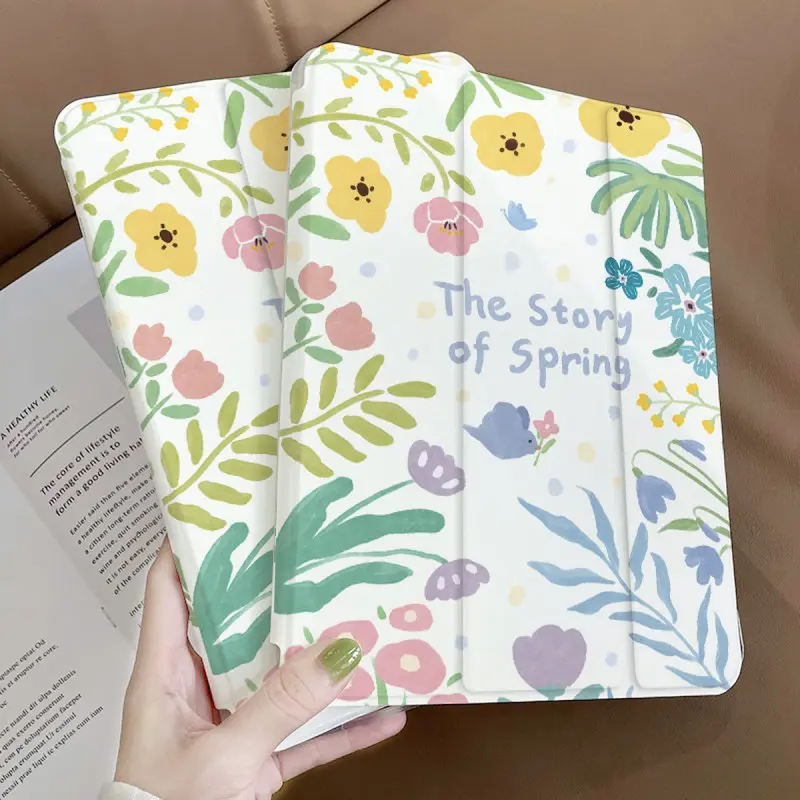 Ốp Bảo Vệ, Dành Cho Ipad9 / 2020 Và Ipadpro, Thiết Kế Hoa Mùa Xuân Và Mùa Hè, Pro11 Gấp Ba Lần, Tương Thích Với Thế Hệ 8 / 10, Bao Gồm Tất Cả, Thích Hợp Cho Air5 / 4, Có Khe Cắm Bút 3