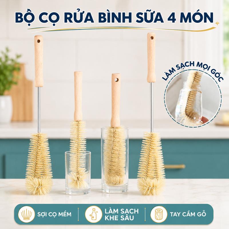 Dụng Cụ Vệ Sinh Ly Cốc Bình Sữa Xoay 360 Độ, Cọ Làm Sạch bình nước, chổi cọ bình hoa chai lọ Dsmarts