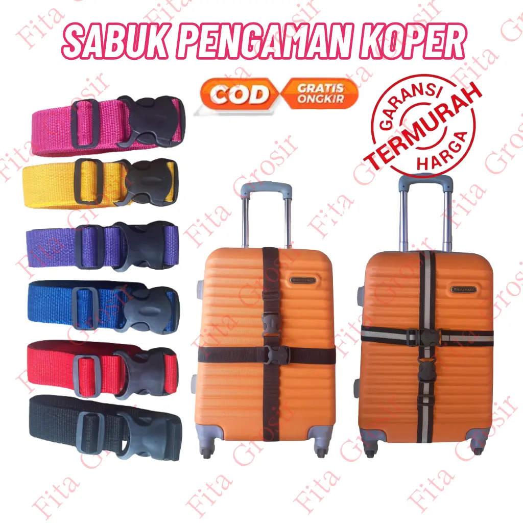 Belt Strap Tebal tali pengaman koper Haji / tali pengikat koper /  luggage Belt / Sabuk Koper Banyak Pilihan Warna Hitam