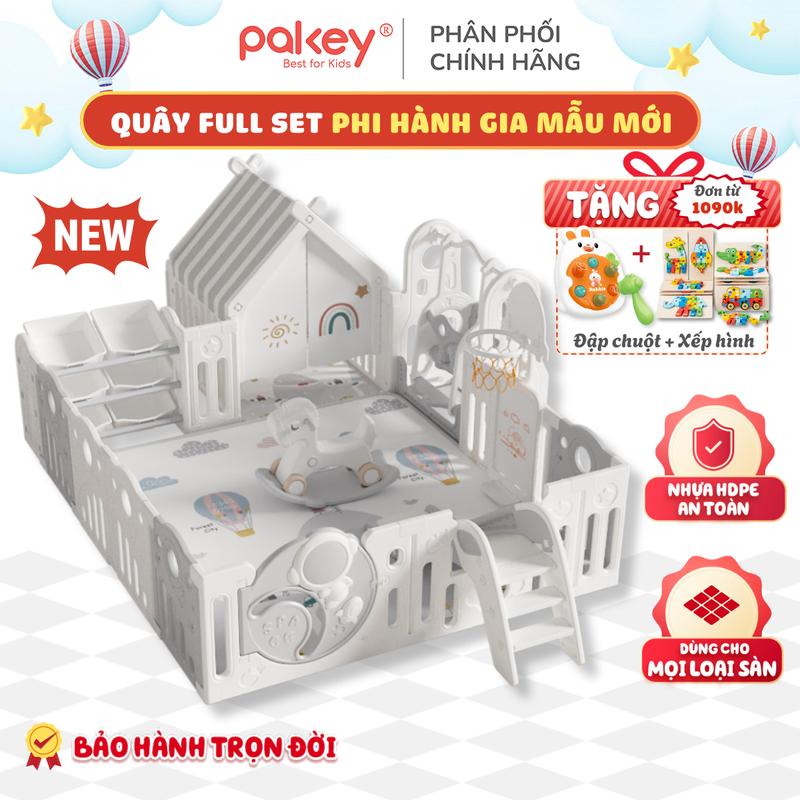 Quây Cũi Nhựa Full Pakey Phi Hành Gia Đa Dạng Trò Chơi Ngựa Bập Bênh, Cầu Trượt, Xích Đu, Nhà Lều Thú Vị Cho Bé Yêu Phát Triển - Bảo Hành Trọn Đời