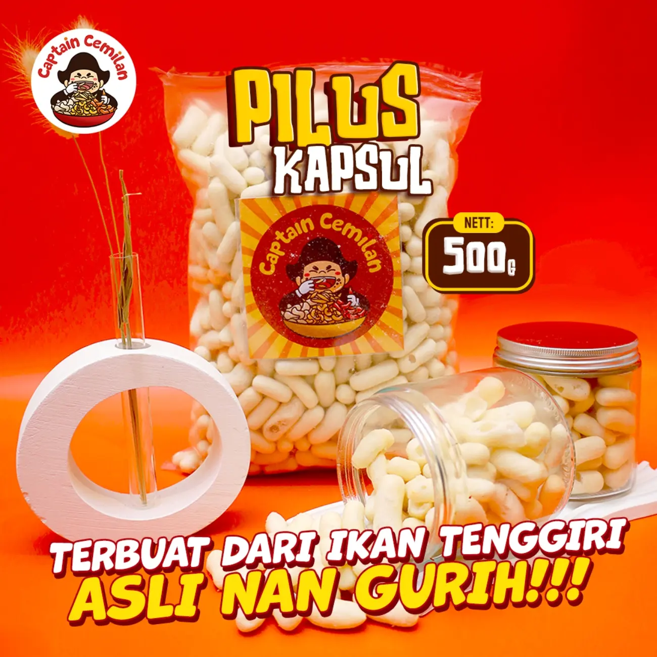500gr - Pilus Kapsul ORIGINAL Captain cemilan Bandung food snacks Makanan Snack