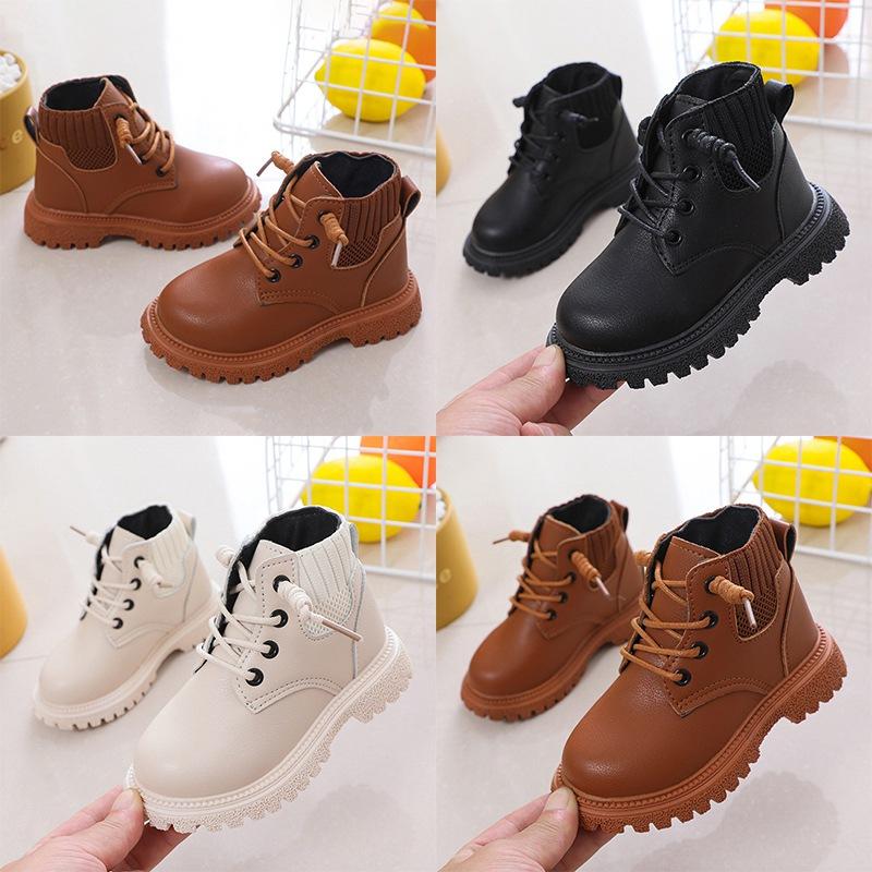 Product Introduction of Autumn and Winter Children Boots Fashion PU Leather Shoes Kids Boots waterproof Non-slip Soft Bottom Versatile Shoes 36