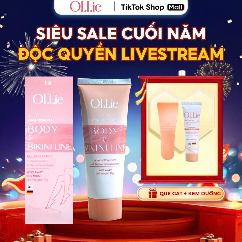   DEAL LIVE SIÊU HỜI _KTL202 OLLIE 1 Kem Tẩy Lông Body Nam Nữ Tặng 1 Gel Dưỡng Tặng 1 Que Gạt wax bkn kemtaylong 