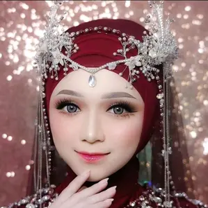 bandana wedding mutiara bindi  hiasan bunga   juntai mewah,headpiece pengantin,