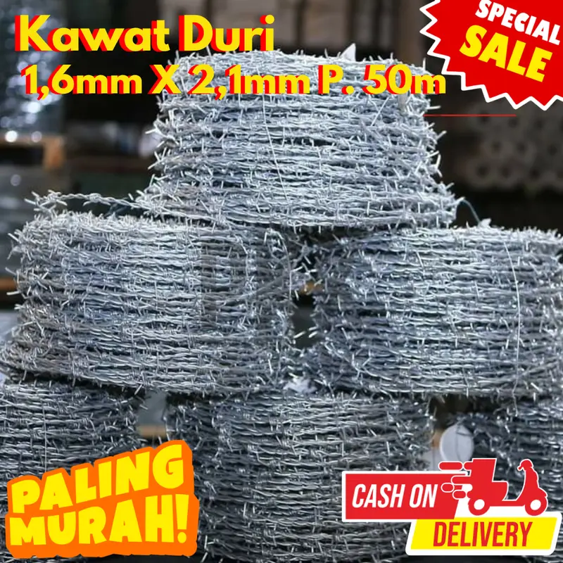 Kawat Duri 1,6mm X 2,1mm P. 50m Galvanis Anti Karat 1