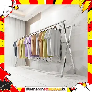 Jemuran baju  Lipat 3 Tiang Stainless Steel Rak Jemuran Baju Handuk Anti Karat Outdoor Indoor
