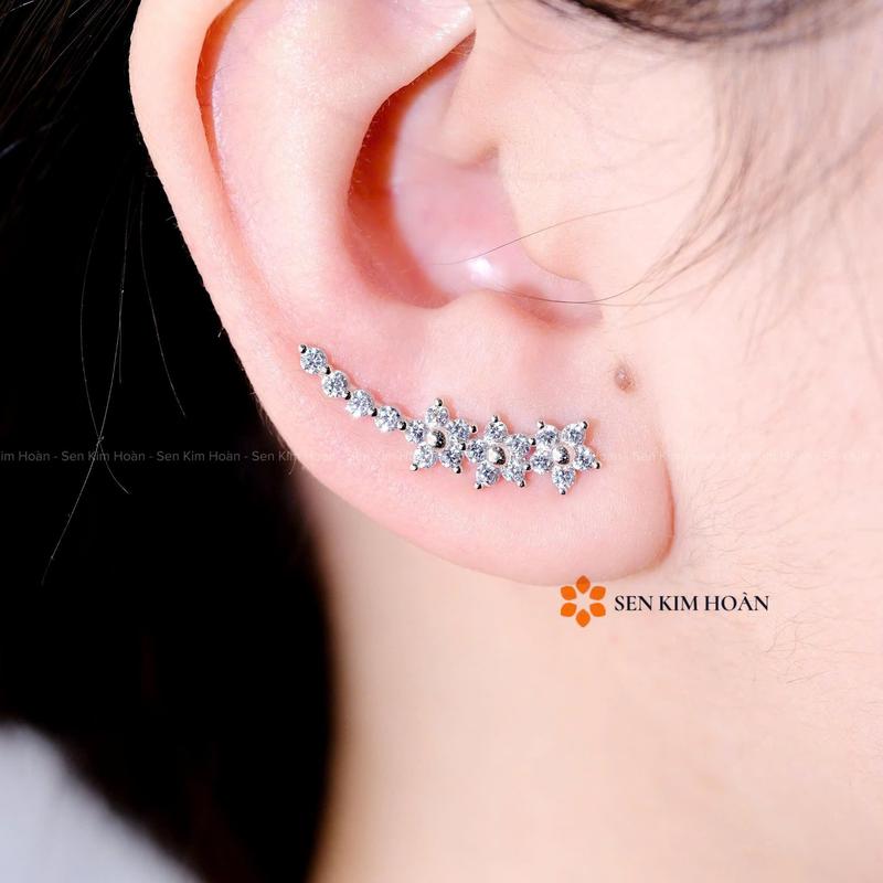 Bông Tai Nữ Bạc Xi Bạch Kim Khoá Kẹp Tiện Lợi - Nhẹ Tai, Cực Dễ Thương – BB051 - Sen Kim Hoàn