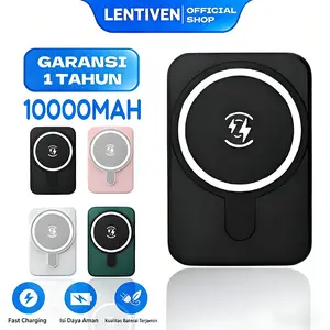 LENTIVEN Powerbank 10000 mAh Mini Wireless Charger For IOS Android Fast Charging WE46