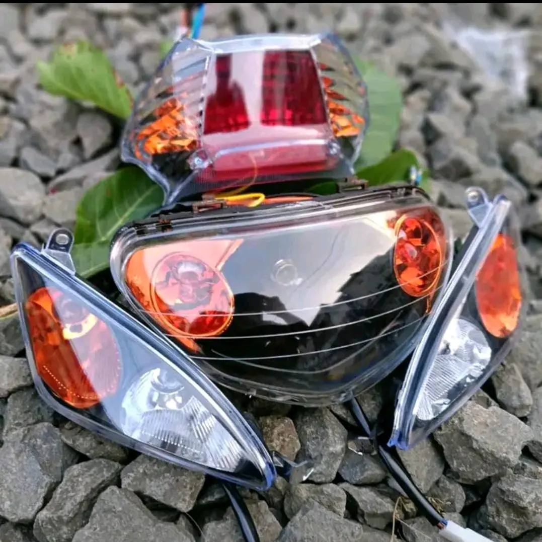 Paket Hemat Custom Reflektor Depan Mio Sporty 5Tl  Sen Mx Stop Hitam Orange Best Quality Lengkap Fullset
