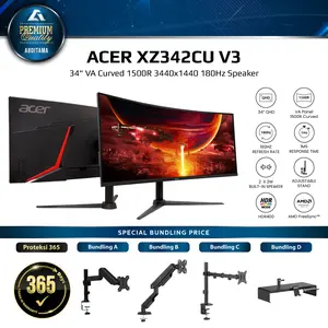 Monitor LED Ultrawide ACER NITRO XZ342CU V3 34inch VA Curved 1500R 3440x1440 180Hz 1ms Speaker Ergo Stand AMD Freesync Premium Technology Acer VisionCare Zero Frame Design DisplayHDR 400