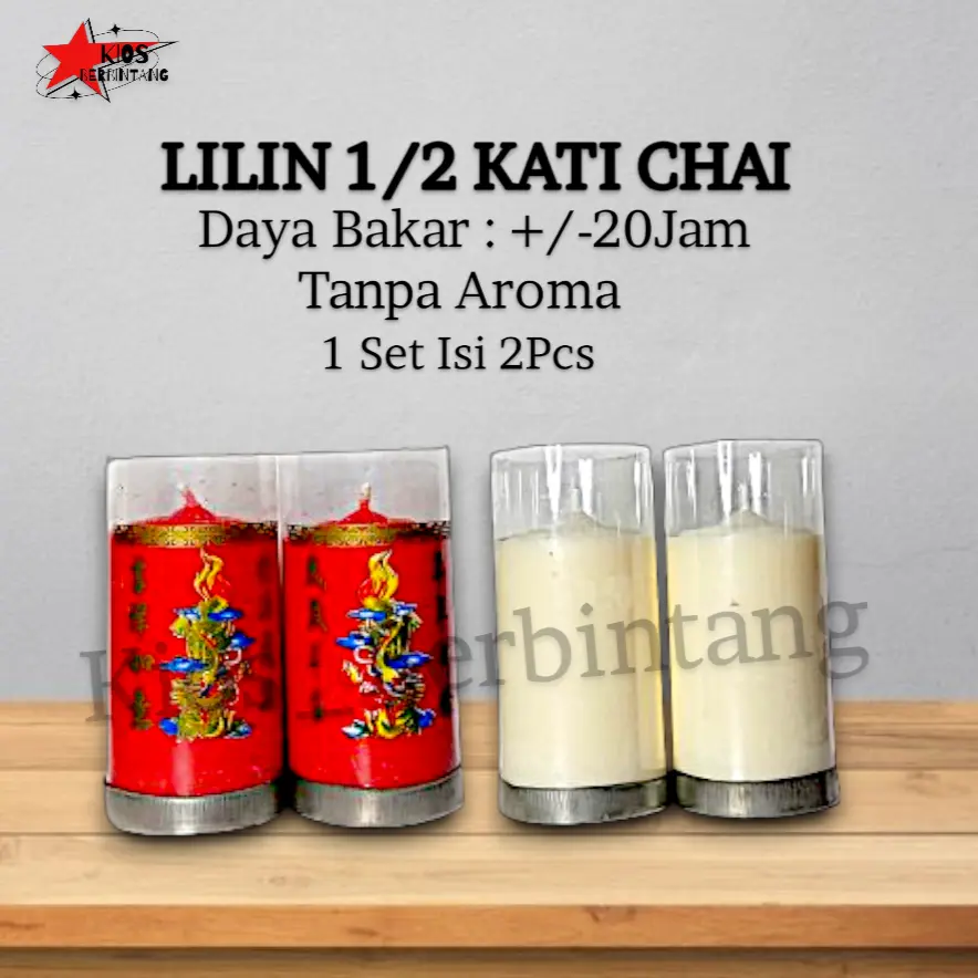 Lilin Sembahyang 1/2 Kati Chai Lilin Kati Lilin Warna Lilin Doa 1 Set
