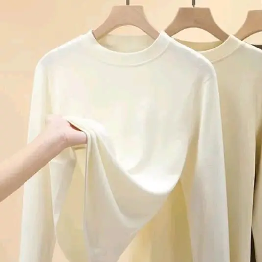 manset lengan panjang wanita Katun Dewasa Baju Nyaman Tangan Variasi Hitam Polos Dalaman Putih 1