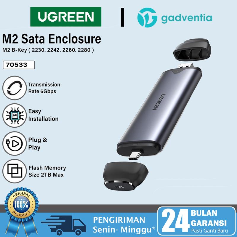 UGREEN Adaptor SSD Enclosure M.2 Sata NGFF USB C 3.1 High Speed up to 6Gbps 0