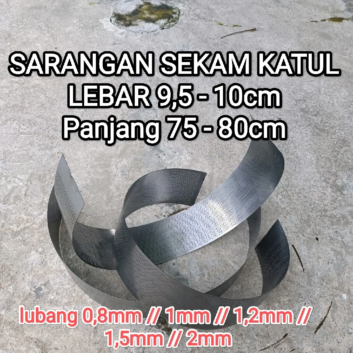 saringan penepung mahkota mdm, plat lubang sarangan sekam dedak bekatul. ukuran 0,8mm 1mm 1,2mm 1,5mm 2mm (BAHAN TEBAL)