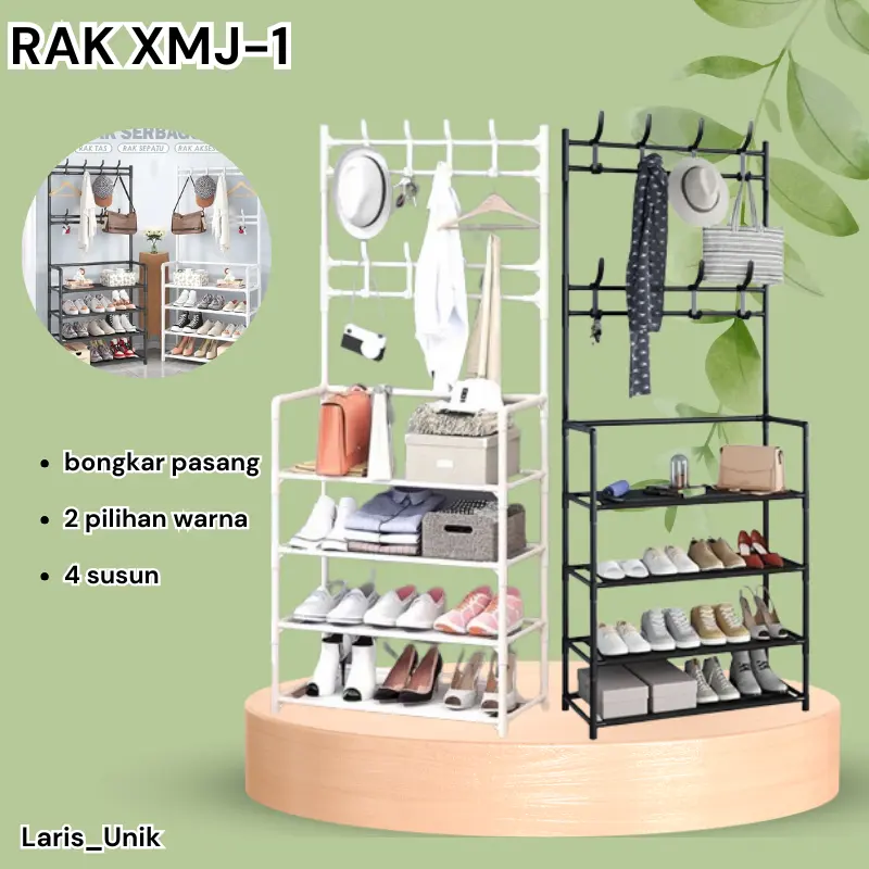 Laris_Unik Rak penyimpanan 4 Tingkat Rak Dapur Portable Multifungsi XMJ1 Jemuran Gantungan Serbaguna Kualitas Tinggi