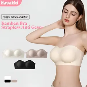 HASAKKI-Kemben Bra Strapless Anti Geser | Bh Wanita Seamless Nyaman Busa Tipis Tanpa Kawat Tali Transparan Lembut Katun Bra Simles